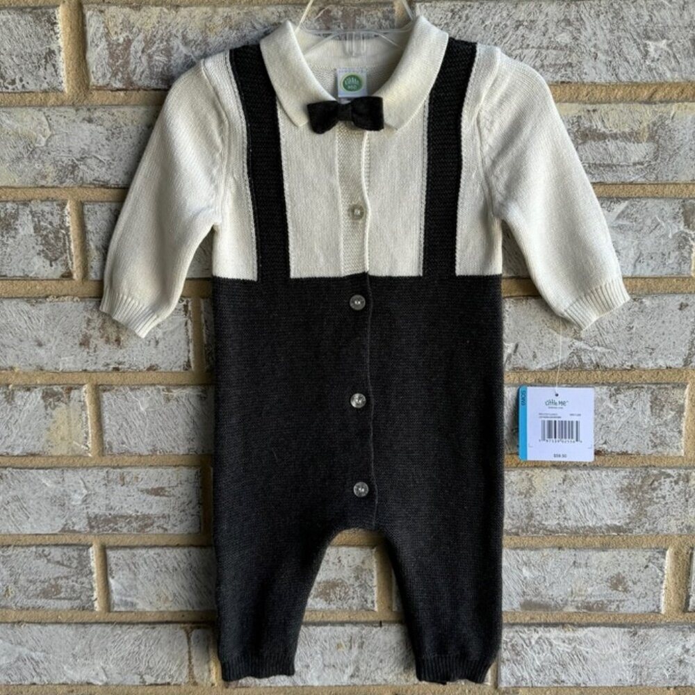 Little Me Special Occasion Gray & White Button Up Outfit Boy's Size 6M.